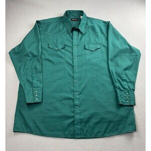 White Horse Men's XXL Green Shadow Stripe Pearl Snap Western Shirt Long Sleeve
